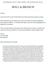 Email Inspiration from Lauren, Boll & Branch