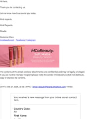 Email Inspiration from MCoBeauty Customer Care