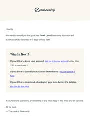 Email Inspiration from Basecamp