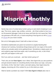 Email Inspiration from Sentry Newsletter