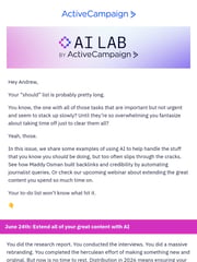 Email Inspiration from AI Lab by ActiveCampaign