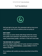 Email Inspiration from Tuft & Needle