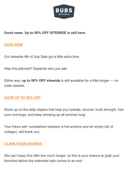 Email Inspiration from BUBS Naturals