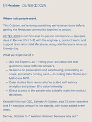 Email Inspiration from Cynthia at Metabase