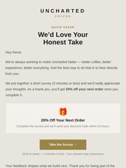 Email Inspiration from Jasmine from Uncharted Coffee