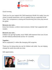 Email Inspiration from Susannah Schaefer, Smile Train