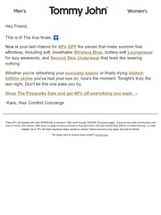Email Inspiration from Tommy John