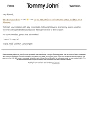 Email Inspiration from Tommy John