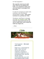 Email Inspiration from Alisa Borland, Rails to Trails Conservancy