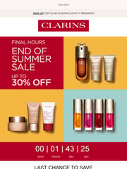 Email Inspiration from Clarins End of Summer Sale