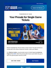 Email Inspiration from Golden State Warriors