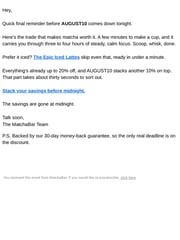 Email Inspiration from Graham @ MatchaBar