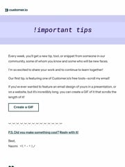 Email Inspiration from important tips by Customer.io