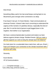 Email Inspiration from Kevin Montes, American Forests