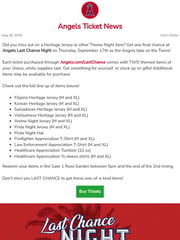 Email Inspiration from Los Angeles Angels Ticketing