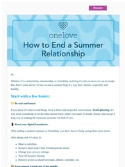 Email Inspiration from One Love Newsletter
