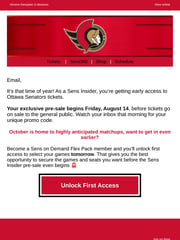 Email Inspiration from Ottawa Senators