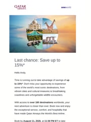 Email Inspiration from Qatar Airways