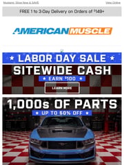 Email Inspiration from AmericanMuscle | Mustang Labor Day Savings
