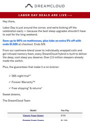 Email Inspiration from DreamCloud Sleep