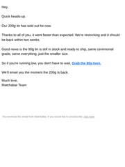 Email Inspiration from Graham @ MatchaBar