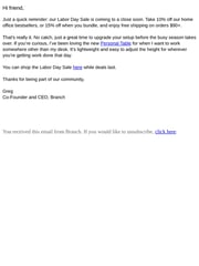 Email Inspiration from Greg @ Branch