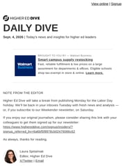 Email Inspiration from Higher Ed Dive