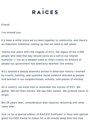 Email Inspiration from Jorge Rivas, RAICES