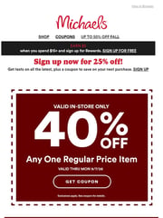 Email Inspiration from Michaels