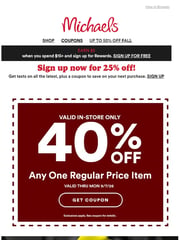 Email Inspiration from Michaels