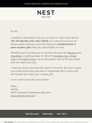 Email Inspiration from NEST NEW YORK