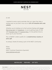 Email Inspiration from NEST NEW YORK