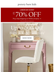 Email Inspiration from Pottery Barn Kids Sale
