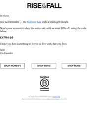 Email Inspiration from Rise & Fall