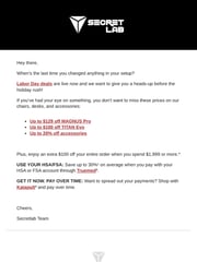 Email Inspiration from Secretlab
