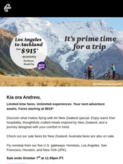 Email Inspiration from Air New Zealand