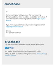 Email Inspiration from Crunchbase