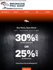 Email Inspiration from Denver Broncos Online Store