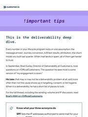 Email Inspiration from important tips by Customer.io