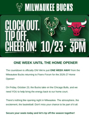 Email Inspiration from Milwaukee Bucks