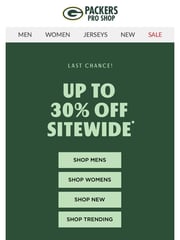 Email Inspiration from Packers Pro Shop