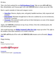 Email Inspiration from Ryan from Seattle Coffee Gear