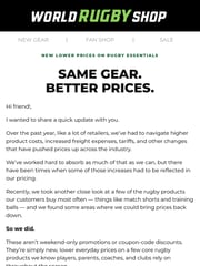 Email Inspiration from World Rugby Shop