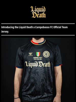Liquid Death email showing dark mode that does not break