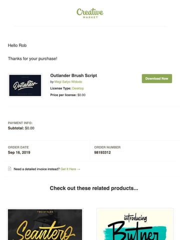 Receipt for your Creative Market purchase Thumbnail Preview