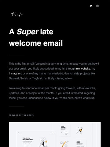A Super late welcome email Thumbnail Preview
