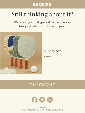 Recess Pickleball Email Design Thumbnail Preview