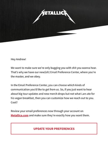 Metallica Email Design Thumbnail Preview