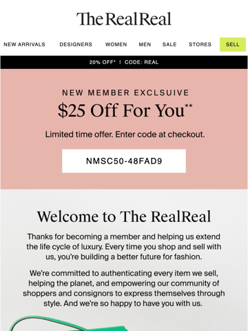 The RealReal Email Design Thumbnail Preview
