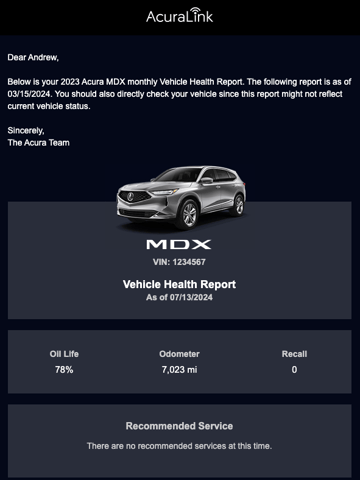 Acura Service Email Design Thumbnail Preview